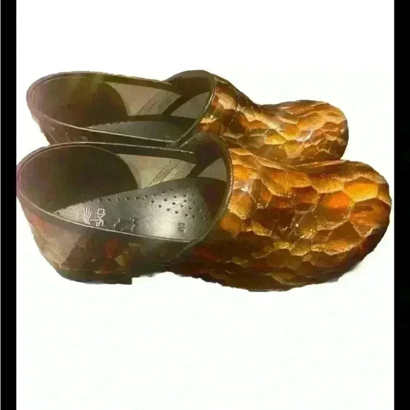 Dansko Tigers Eye Snake Gold & Bronze Patent Leather Professional Clogs EU 39 - Picture 2 of 5